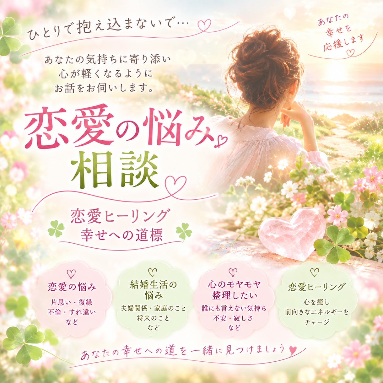 恋愛・結婚に関する悩み、スッキリさせます 恋愛ヒーリング♡どんな悩みでも話してスッキリしましょう！！ イメージ1