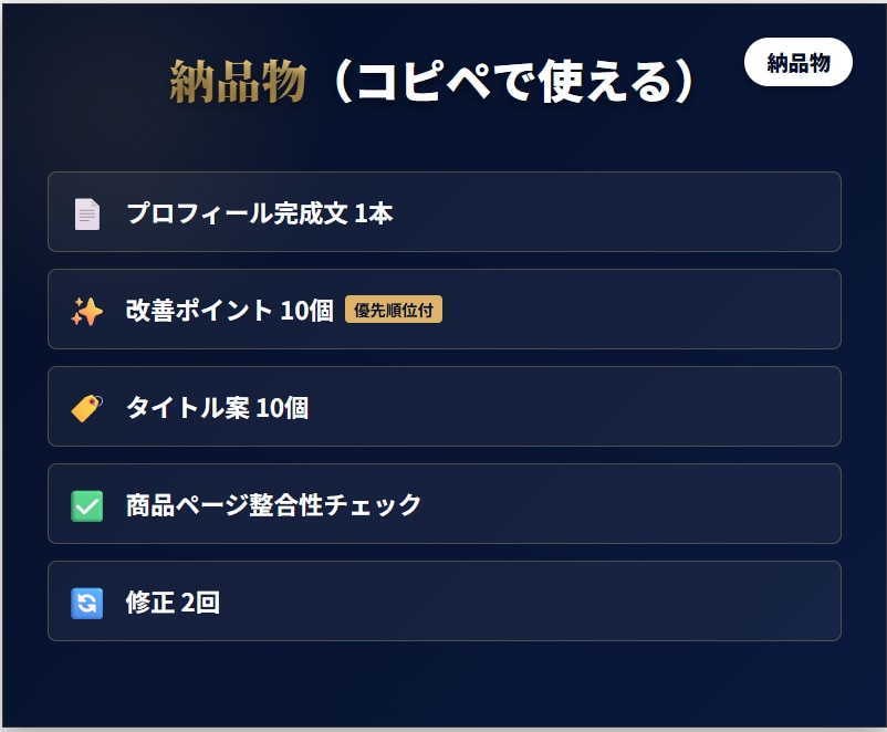 ココナラ商品ページ文章作成・改善します 売れない原因を構造診断して整えます（修正2回） イメージ3