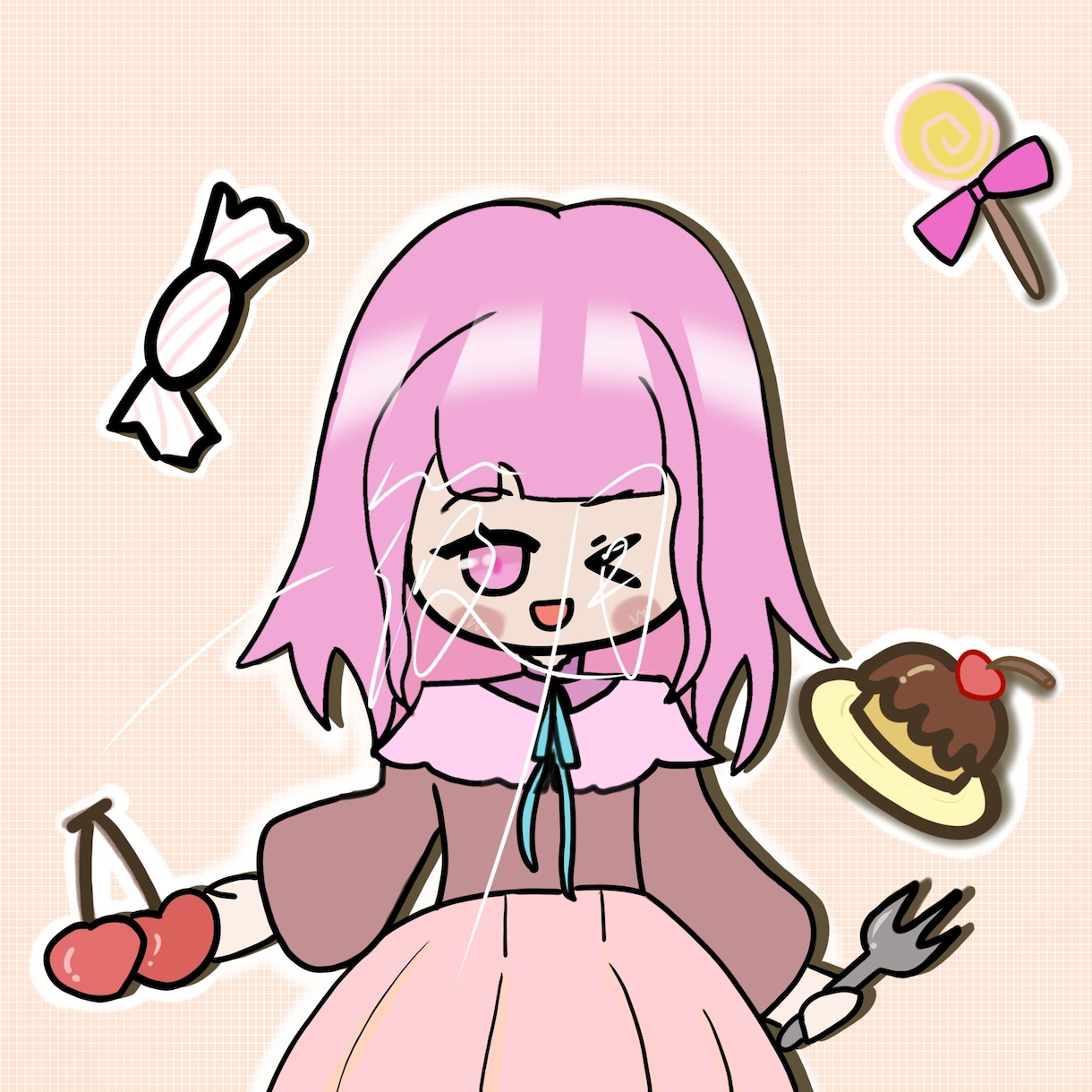 完成品！ゆる可愛スイーツ女の子描きます 【1点限定】SNSアイコン用！即納品・即購入OKです イメージ1