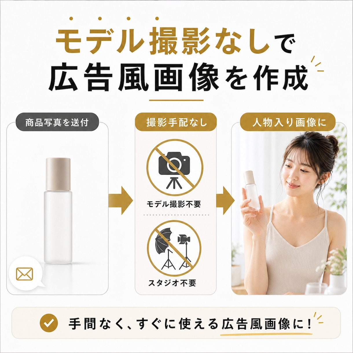 商品写真を人物入りの自然なEC広告画像にします モデル撮影なしで、商品の「使うイメージ」が伝わる画像を作成 イメージ4