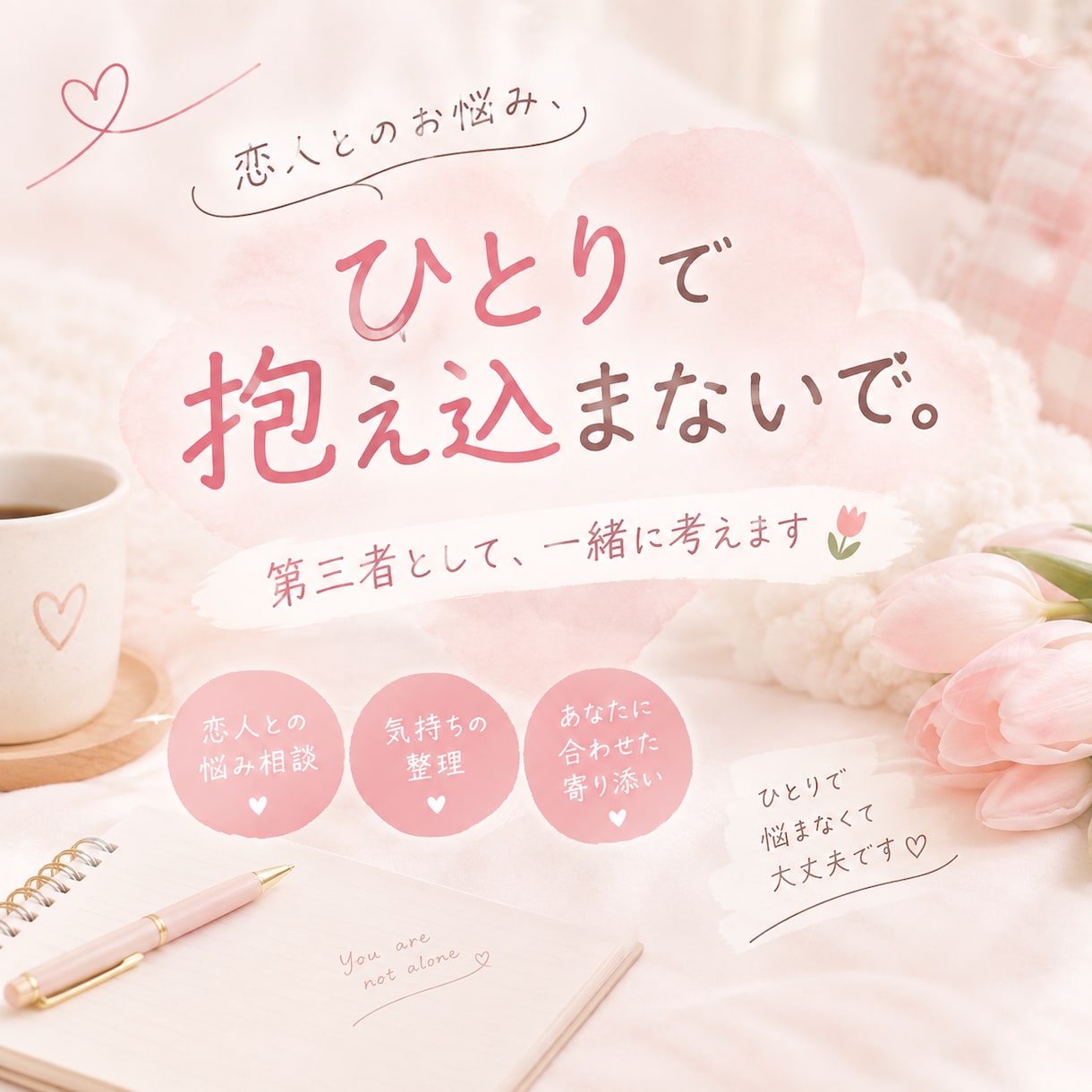 誰にも話せない恋愛の悩みお聞きします ひとりで悩まず誰かに話してみませんか？ イメージ1
