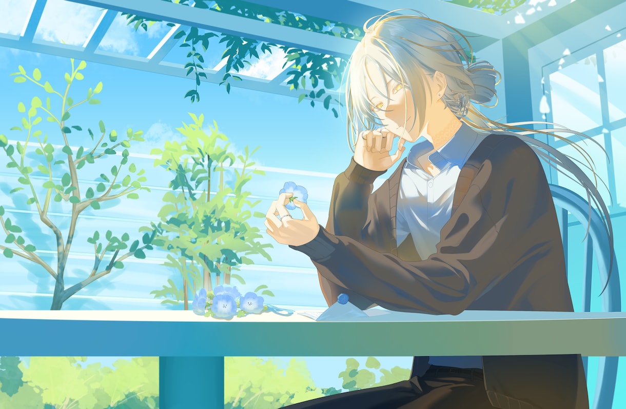 光が魅力的な一枚絵制作いたします 中性・青年・儚い綺麗な雰囲気が得意です イメージ2