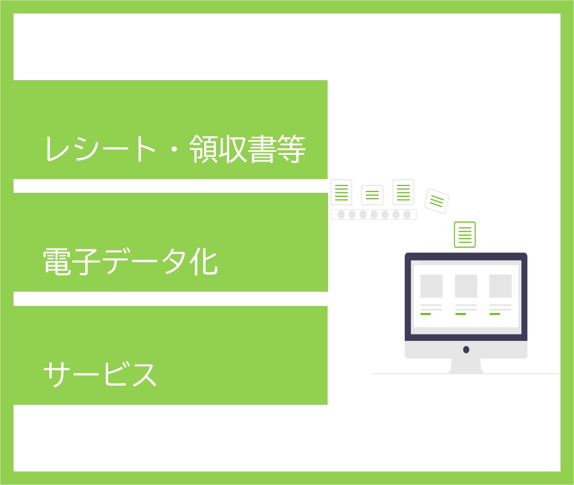 まとめて送るだけ！書類のデータ化を請け負います 資料をご郵送いただくだけで領収書などを電子データ化します。 イメージ1