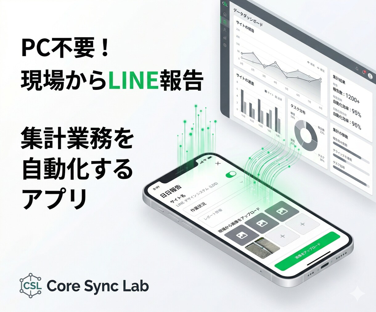 現場専用！LINE勤怠管理と日報システムを作ります PC不要！現場からLINEで出退勤。管理業務を劇的に効率化 イメージ2