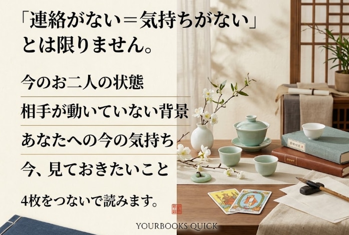 なぜ連絡してこない？あの人の今を占います 既読・未読・返信が遅い。その沈黙の背景をタロットで読みます イメージ2