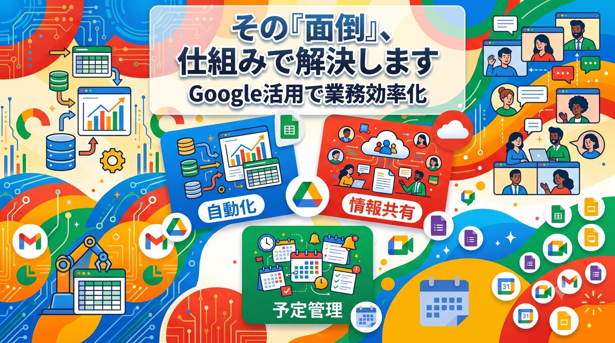 Google活用で面倒な社内業務を仕組み化します 集計・共有・予定管理…社内の“面倒”を、効率化します イメージ1
