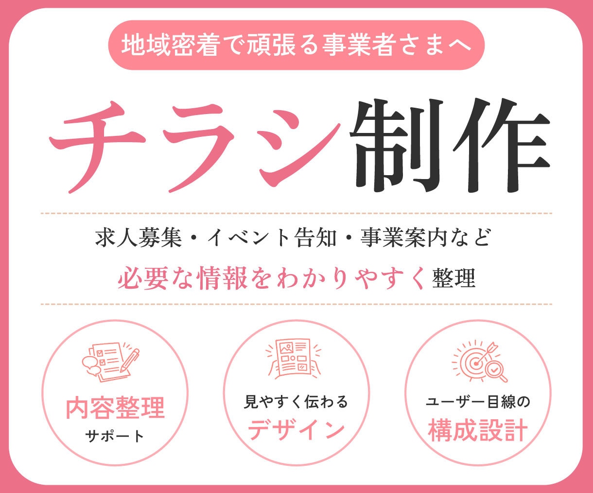 地域密着で頑張る事業者さまへ伝わるチラシ制作します 「何を載せればいい？」 から一緒に整理するチラシ制作 イメージ1