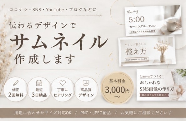 ココナラ出品画像・SNSサムネイルを作成します シンプルで伝わるサムネイルを作成します イメージ2