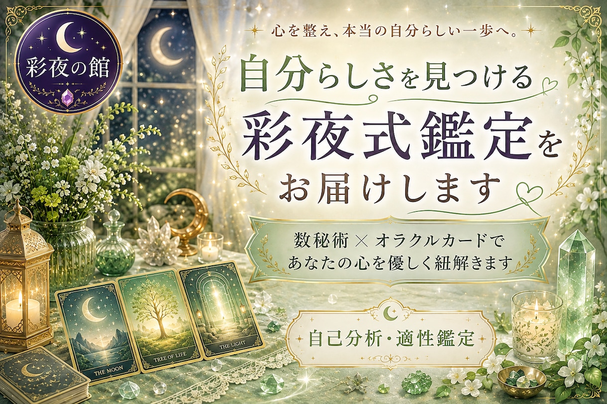 自分らしさを見つける彩夜式鑑定をお届けします 数秘術とオラクルカードであなたの心を優しく紐解きます イメージ1
