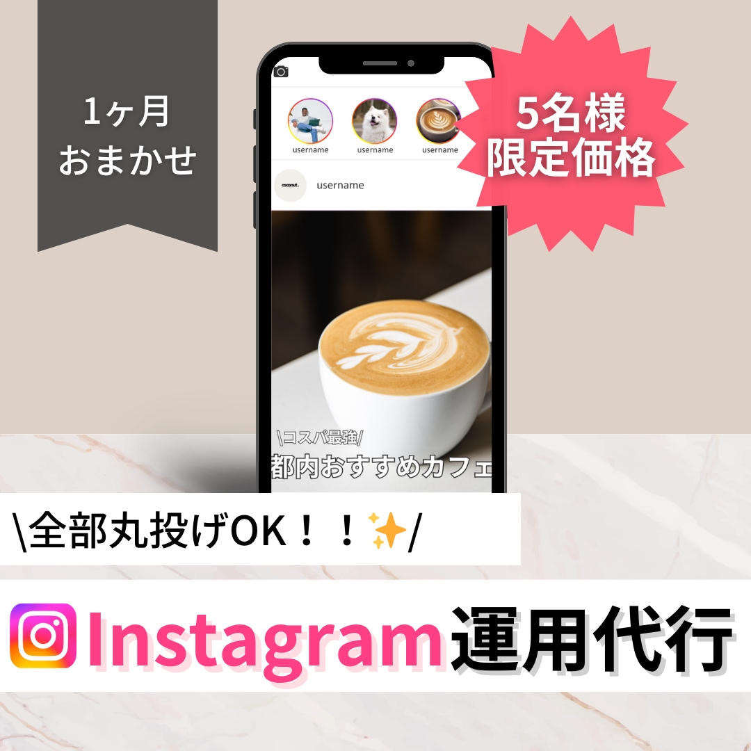 激安！Instagram1ヶ月運用します 画像作成から投稿まで全部おまかせ！認知度を上げるインスタ運用 イメージ1