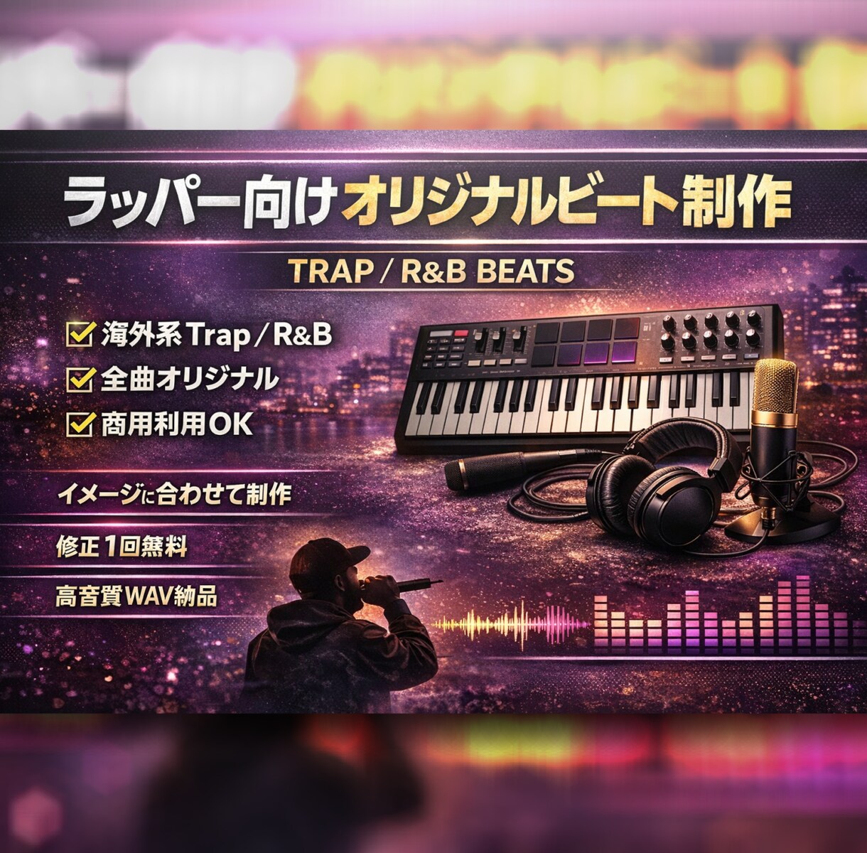 アーティスト向けオリジナルビート制作します ビート被りが不安自分だけの曲を作りたい方へのサービスです。 イメージ1