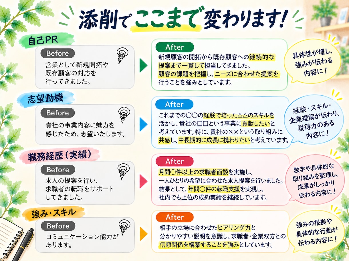 履歴書・職務経歴書を丁寧に添削します 現役キャリアアドバイザーがあなたの強みを引き出します イメージ4
