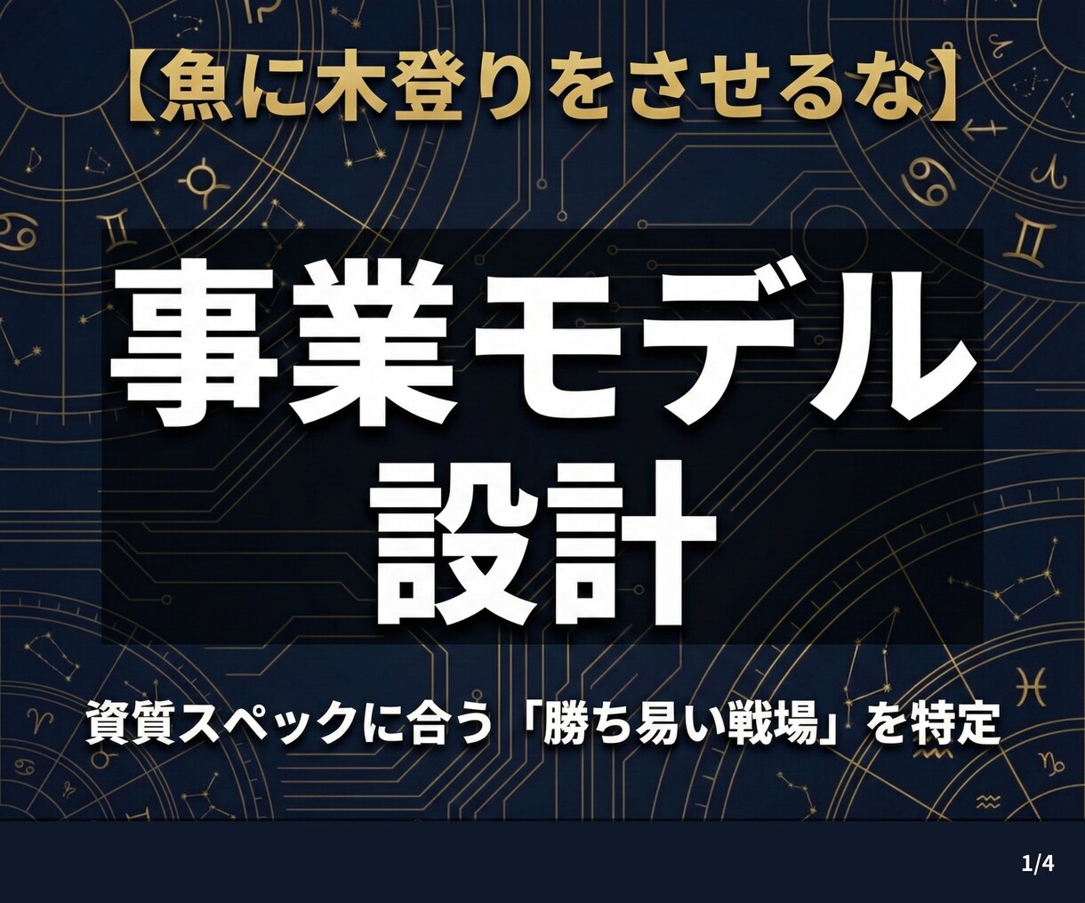 資質スペックに合う事業モデルを設計します 魚に木登りをさせるな。運命工学で「勝ち易い戦場」を特定 イメージ1