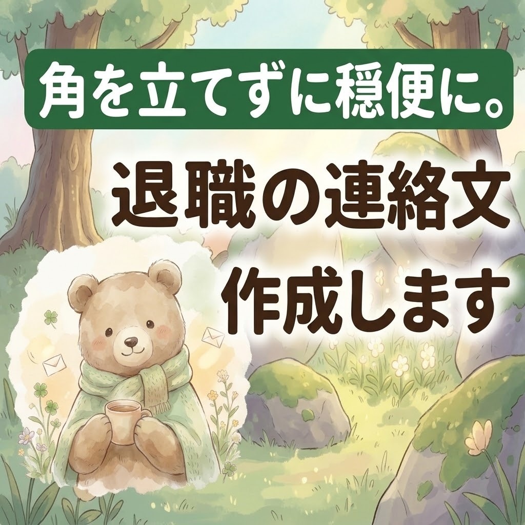 角を立てずに穏便に退職できる文面を作成します 余計な摩擦なく、すんなり退職を受理してもらえるよう支えます イメージ1