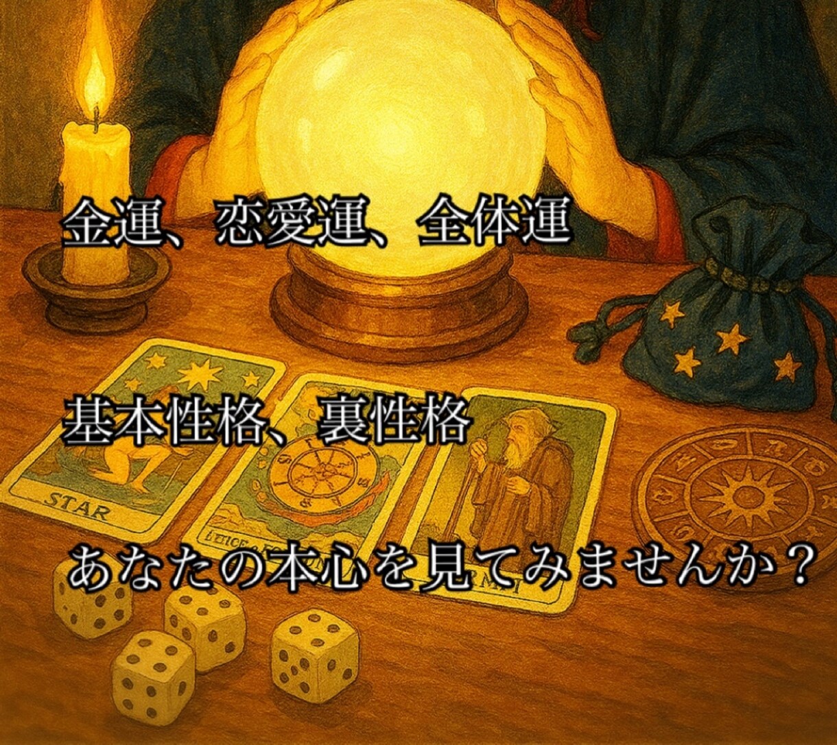 生年月日であなたの想いを占います 生年月日から恋愛や金運も。基本性格等もお伝えします。 イメージ1