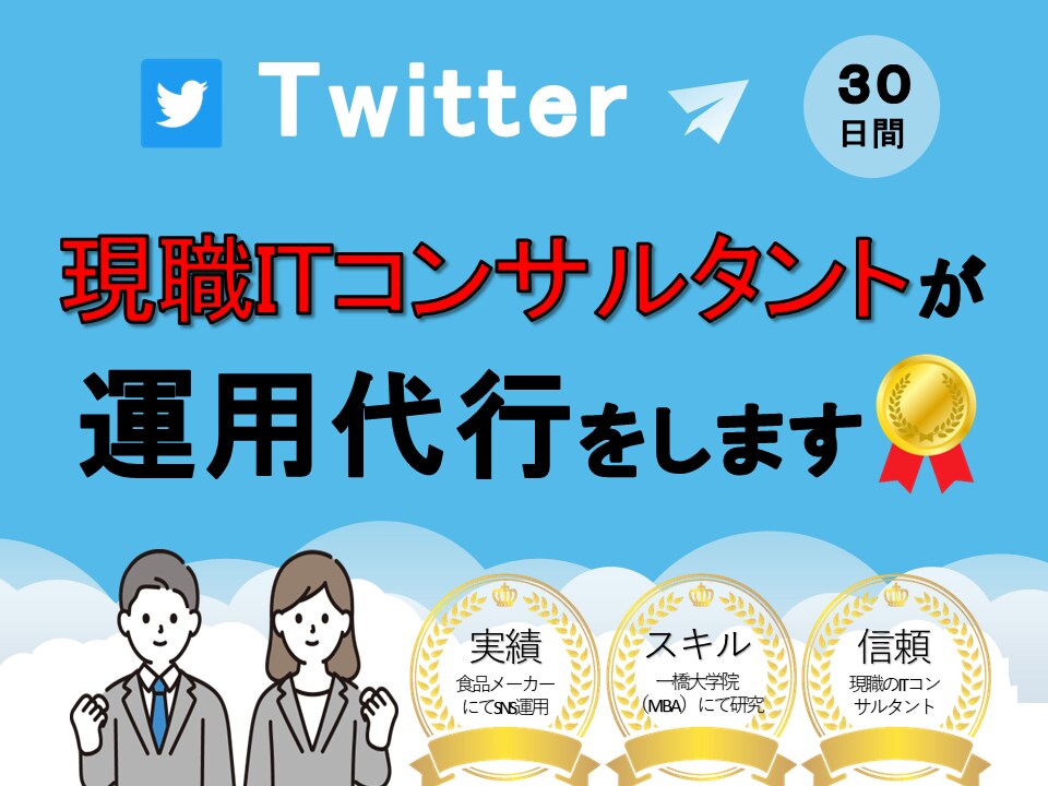 1ヶ月間Twitterの運用代行をします 実務経験とMBAで得た知見をもとにした投稿をします イメージ1