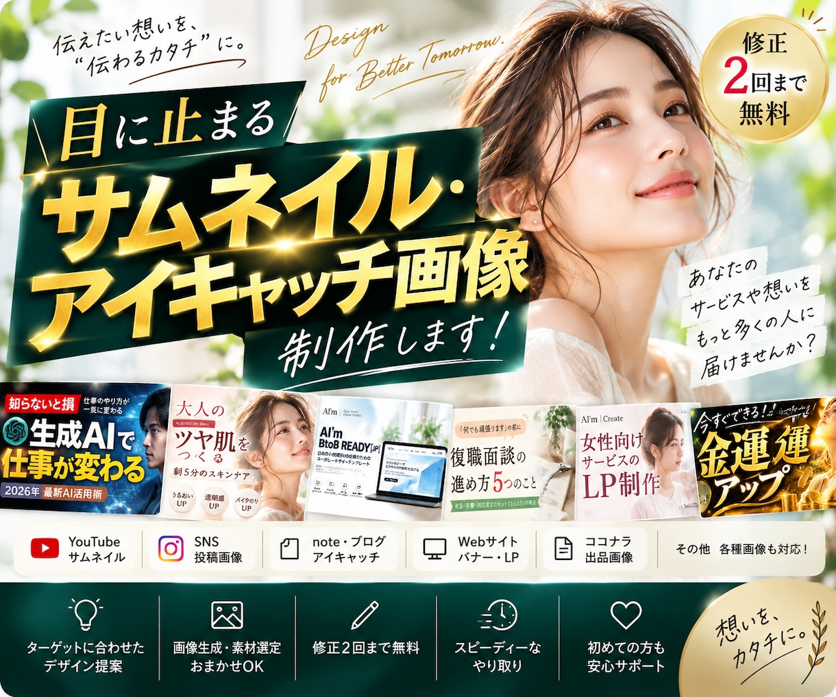 サムネイル・アイキャッチ画像を制作します 用途やターゲットを整理し、伝わるデザインをご提案します イメージ1