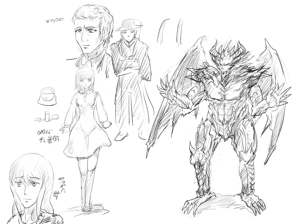 ゲーム・漫画向けのキャラクター原案を考えます 設定やアイデアをオリジナルのラフ画にします イメージ2