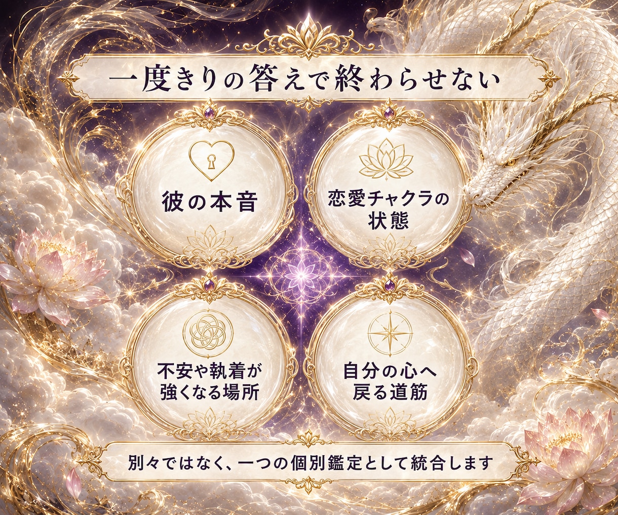 恋愛チャクラと心を読み白龍のお告げ伝えます 答えを追う恋から、自分の心を取り戻すための個別集中鑑定 イメージ2