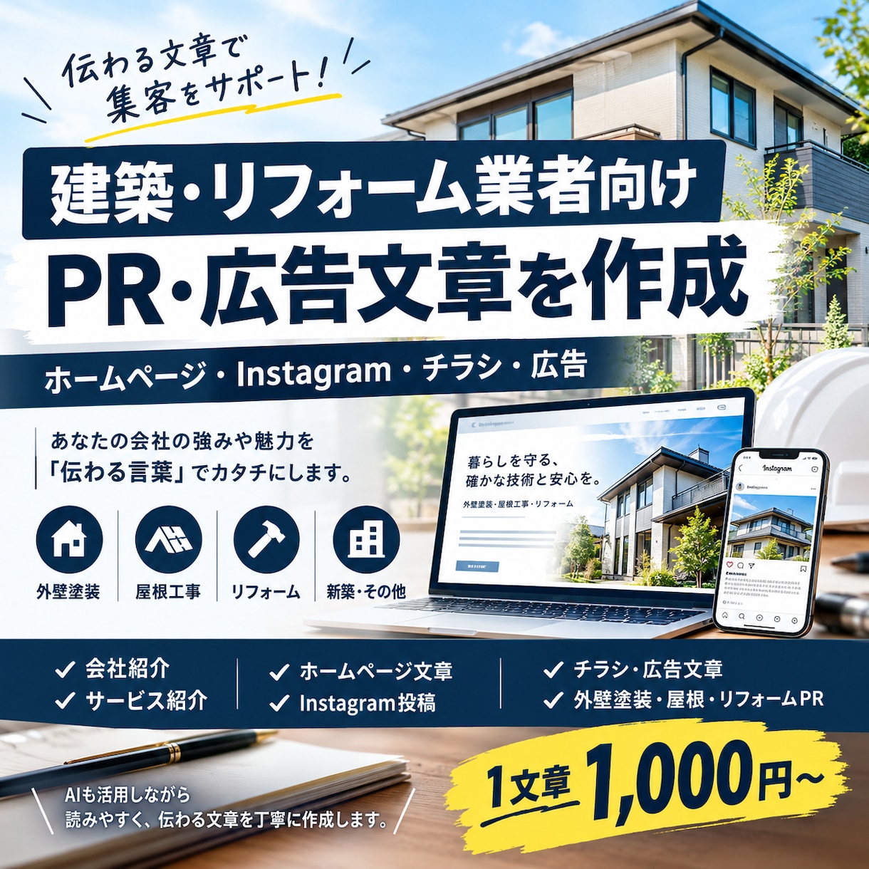 建築・リフォーム業者向けPR・広告文章を作成します 建築塗装10年　一級塗装技能士が書く イメージ1