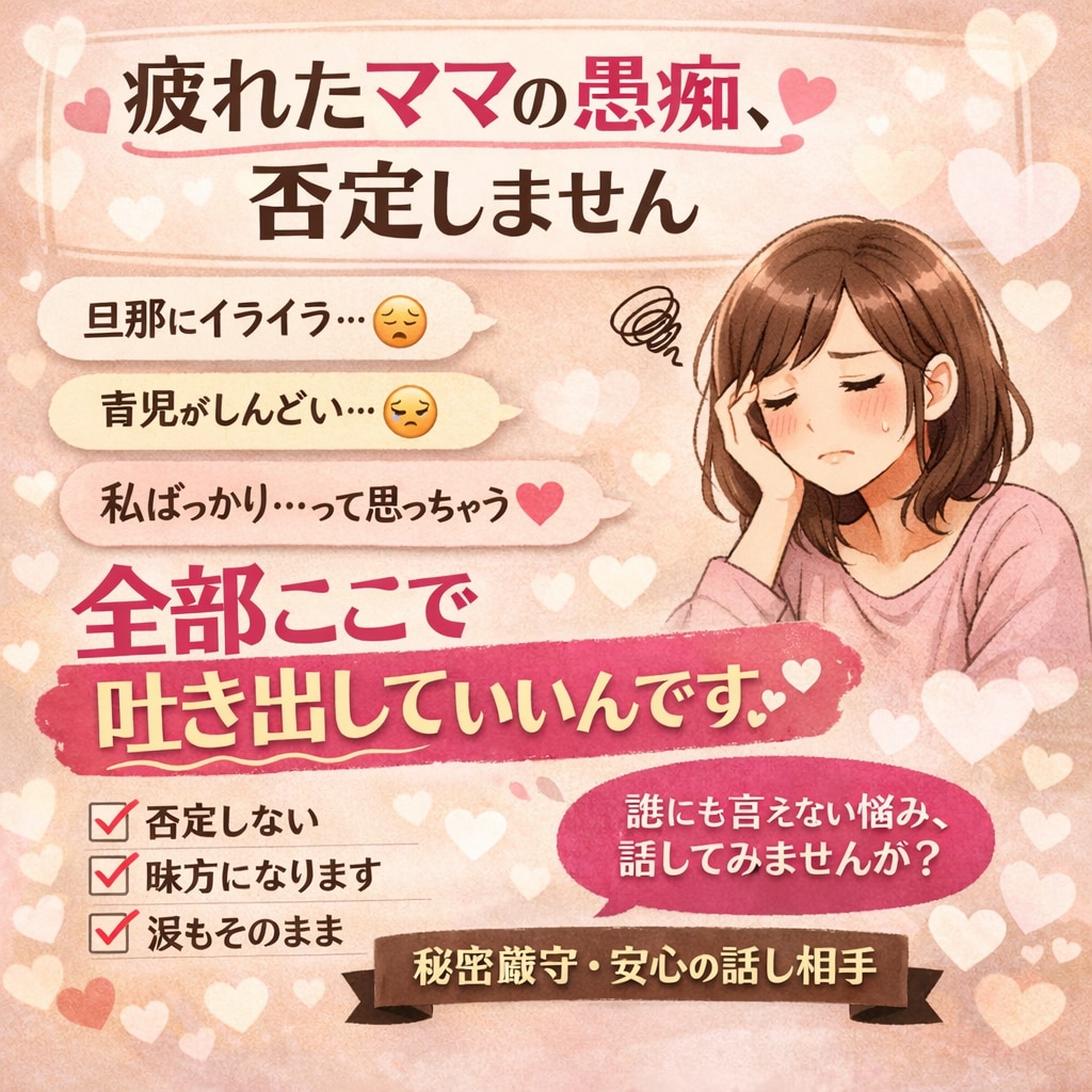 疲れたママの愚痴、否定せず聞きます 旦那・育児・自分のこと、全部吐き出して。 イメージ1