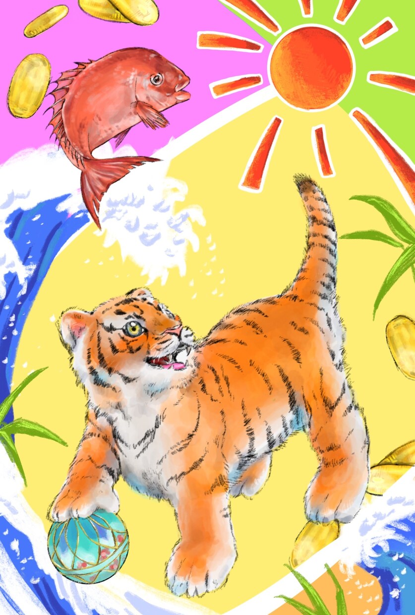 やさしく縁起のいい、和モチーフイラストを描きます ご家族のペットを主役にした和風モチーフのイラストも可能です イメージ3