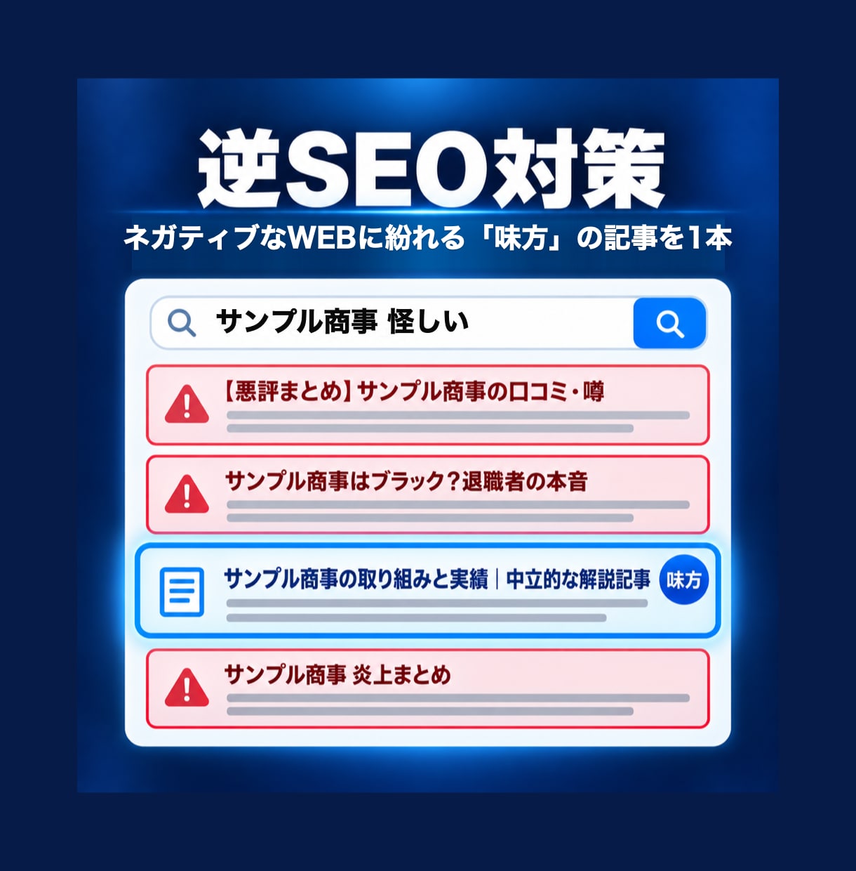 逆SEO対策に寄与！誹謗中傷&風評被害対策します あなたの味方となる好意的／中立的な5000文字の1記事提供 イメージ3