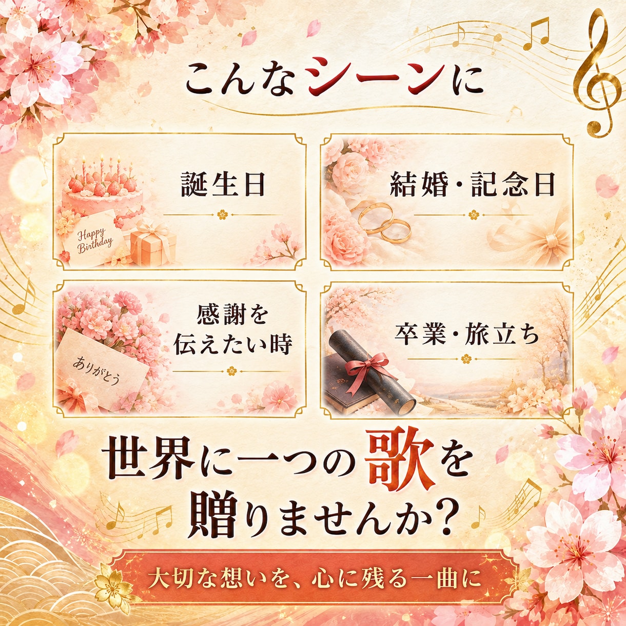 あなたの人生や想いを世界に一つの歌にします 照れくさくて言えない「ありがとう」を、一曲にして手渡せます イメージ5
