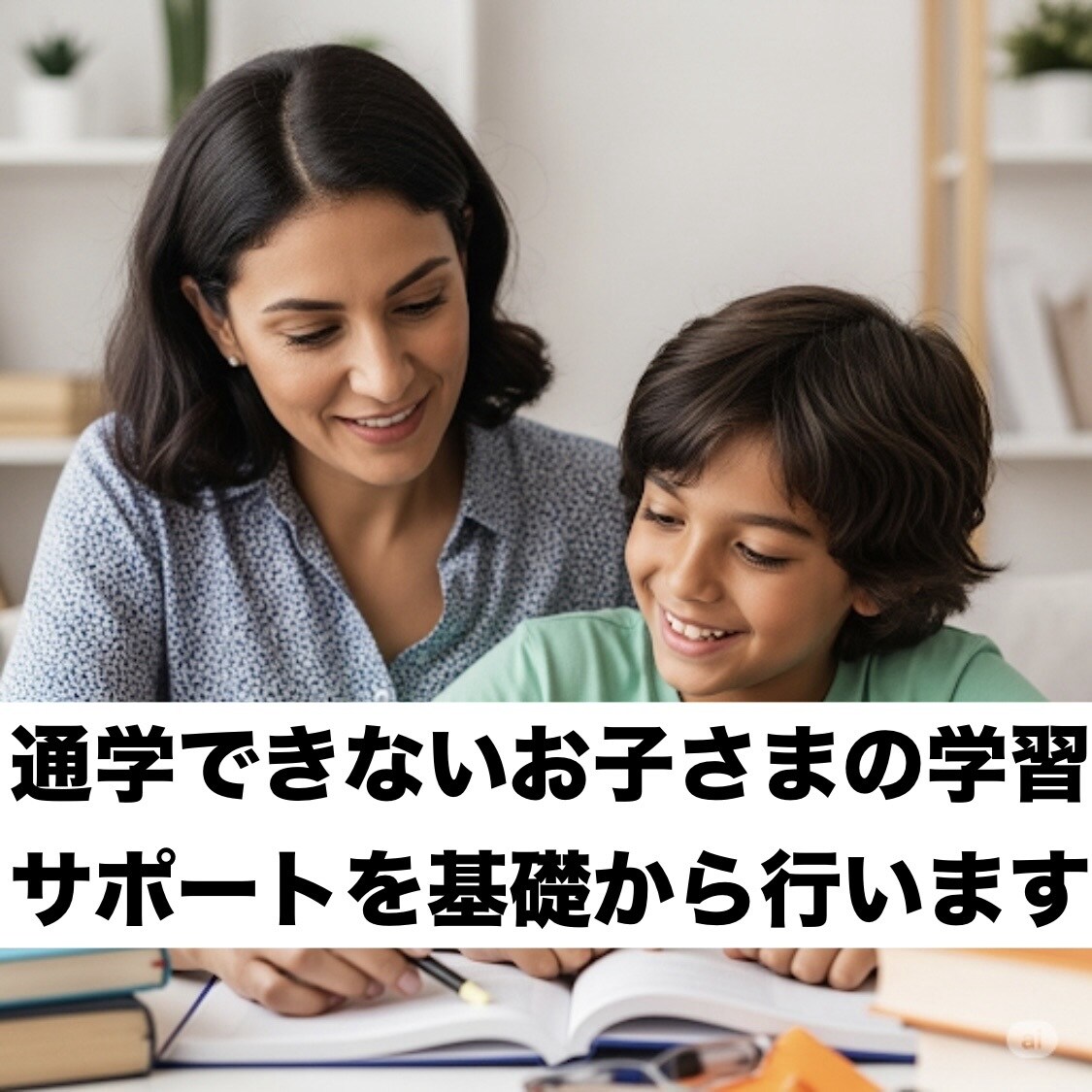 通学できないお子様の学習サポートを基礎から行います 聴く、聞く、笑い、聴く独時のサポートで学びの基礎が出来上る！ イメージ1
