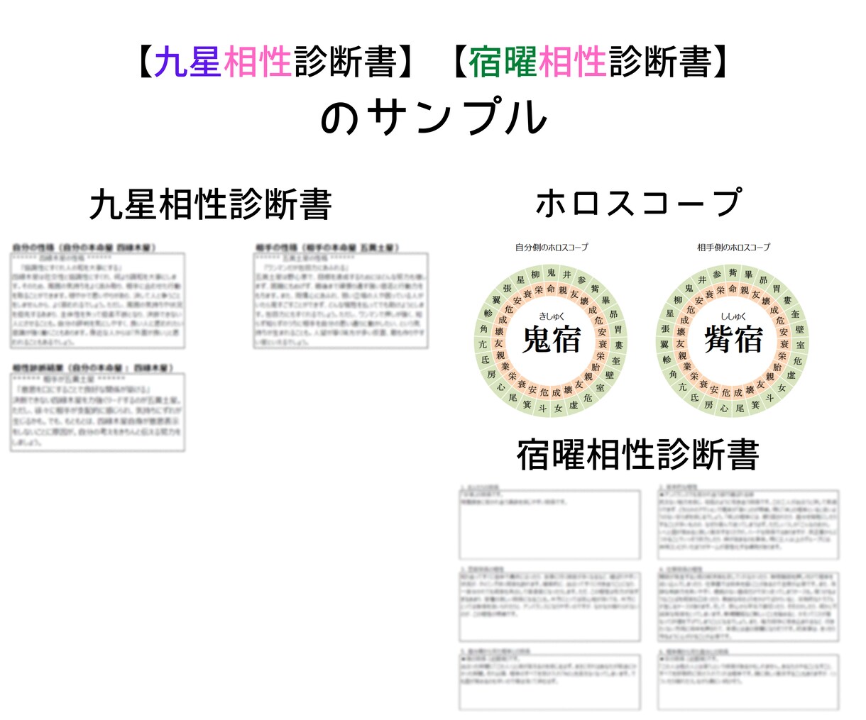 お二人の相性を占います。４枚の鑑定書をお届けします 四柱推命、九星気学、算命学、宿曜より、お相手との関係を鑑定。 イメージ7
