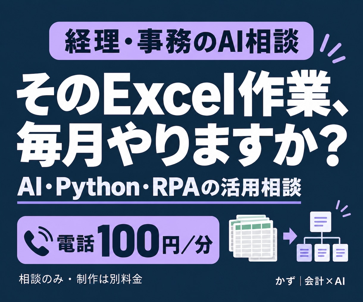 経理・事務のChatGPT活用を相談できます AI初心者歓迎｜100円／分で仕事への使い道を整理 イメージ1
