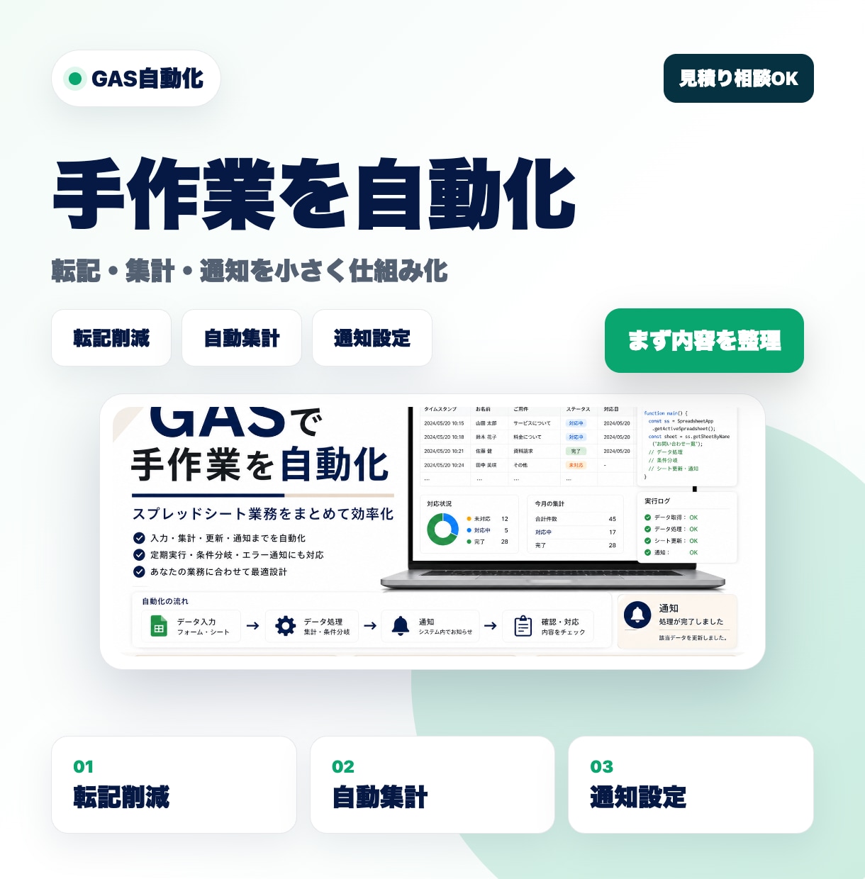 面倒な業務をAIで自動化します 日々の手作業を減らす仕組みを作成 イメージ1
