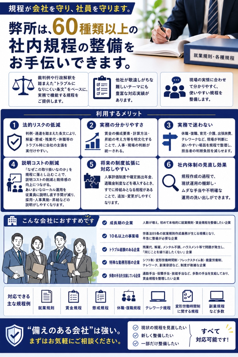 トラブルを防ぐ、実務で機能する社内規程作ります 実務で使える社内規程整備サポート イメージ4