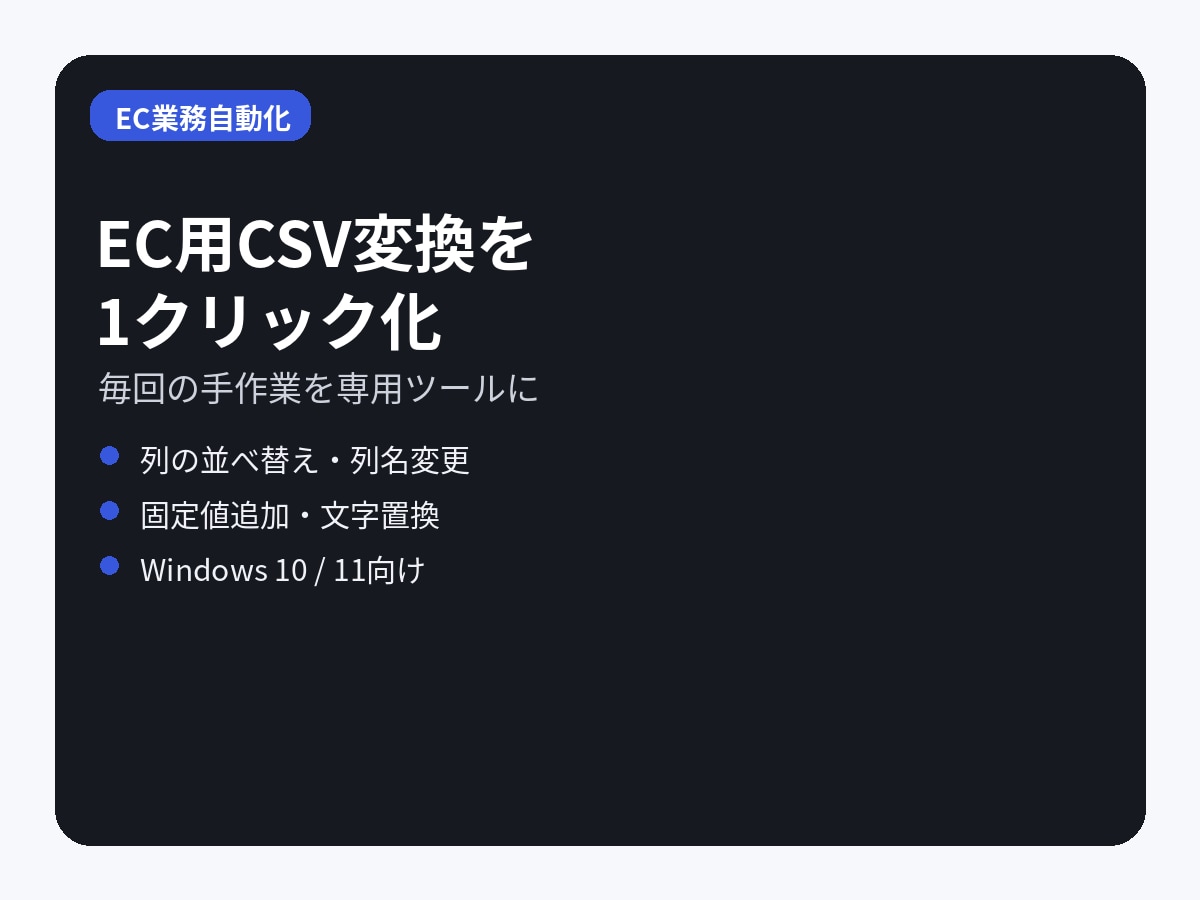 EC用CSVの面倒な変換を自動化します 列整理・文字変換など毎回のCSV加工を時短 イメージ2