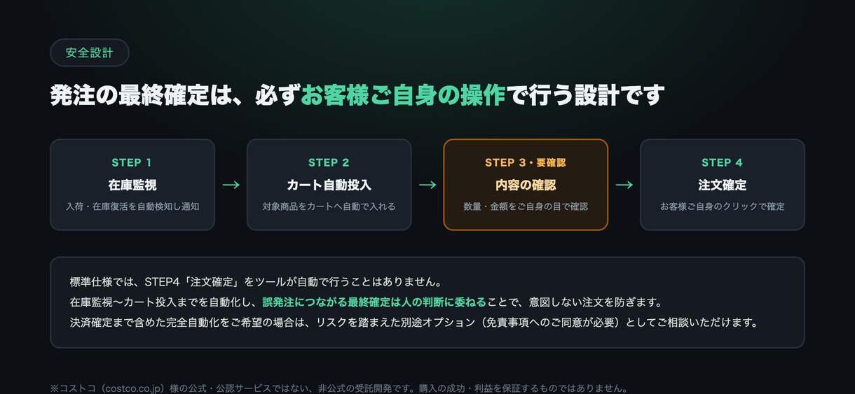 コストコ在庫監視・カート投入に対応します 非公式の受託開発。在庫監視〜カート自動投入まで柔軟対応 イメージ3