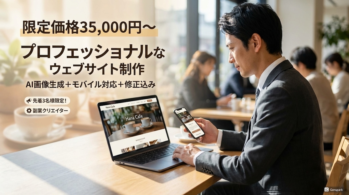 先着3名　デザイン〜構築まで！HP作ります 画像・文章がなくても大丈夫。あなたのビジネスの顔を作ります。 イメージ1