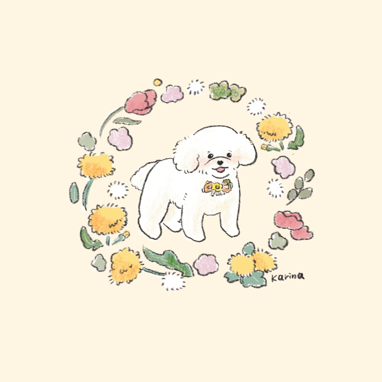 お犬さんとお花、食べ物を描きます アイコンにも！お花（食べ物）とペットのイラストを作成します イメージ3