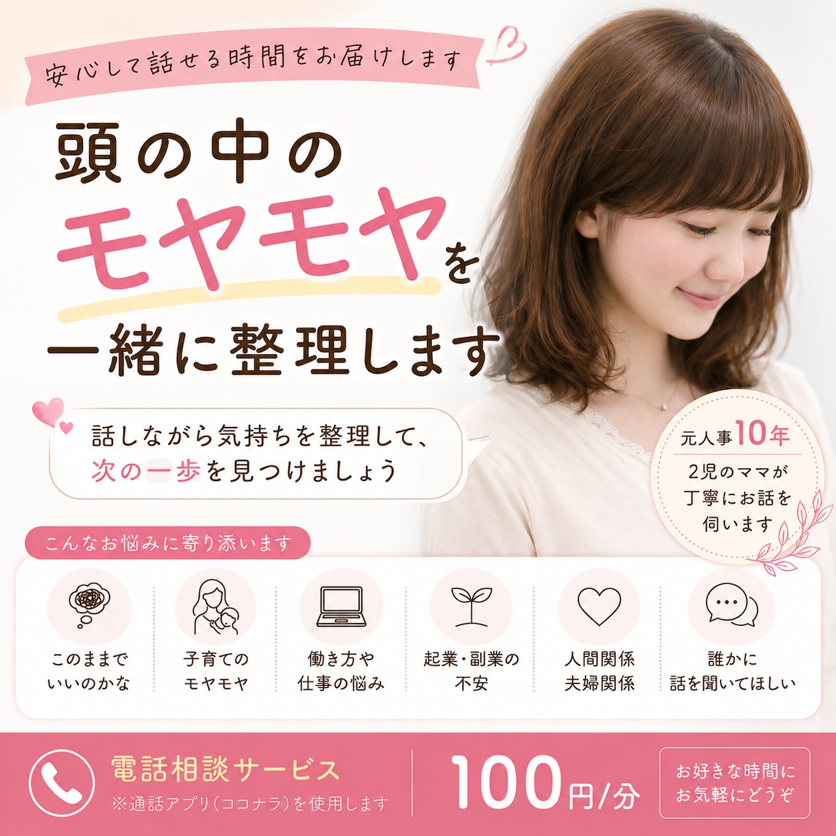 頭の中のモヤモヤを一緒に整理します ＜話しながら気持ちを整理して、次の一歩を見つけましょう＞ イメージ1