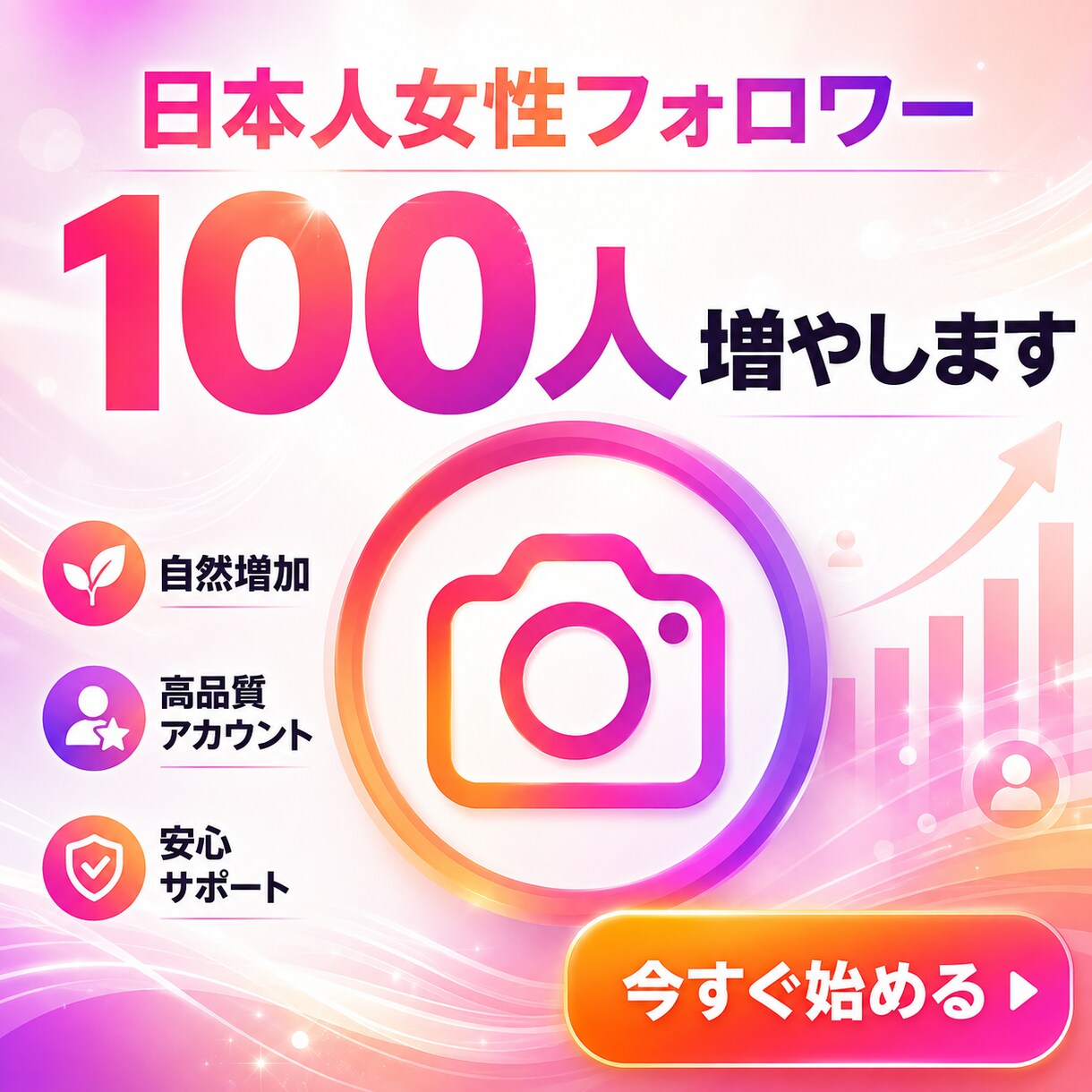 インスタ日本人女性フォロワー＋100増やします Instagram インスタ　女性フォロワー　認知up イメージ2