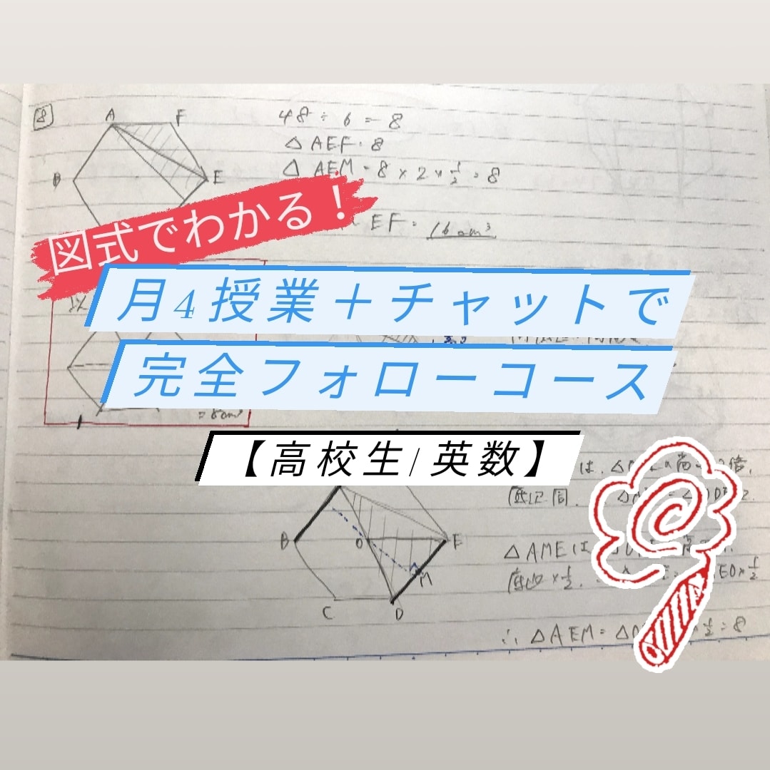 図式で分かり易い授業＋24hチャットフォローします 月4回＋チャット/高校/英数/平均点以下～受験/高リピート率 イメージ1