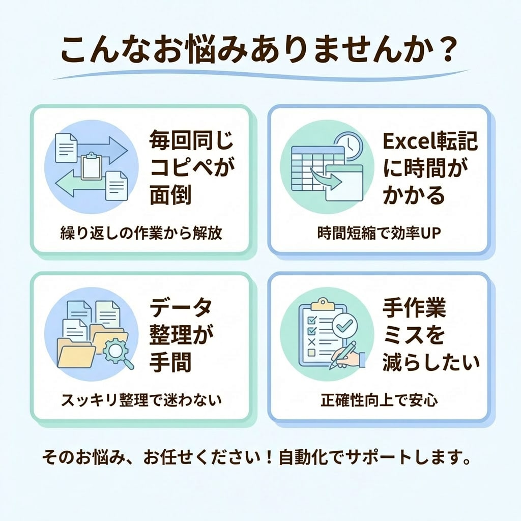 Mac/Win対応 ｜普段の定型作業を楽に整えます 毎日の手作業を、少しずつラクにする小さな仕組みづくり イメージ2