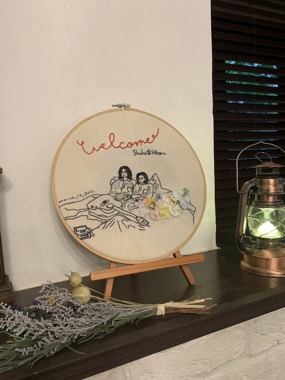 オーダーメイドで刺繍のウェルカムボード作成します お二人らしい、オリジナルなデザインを一緒に考えましょう イメージ1