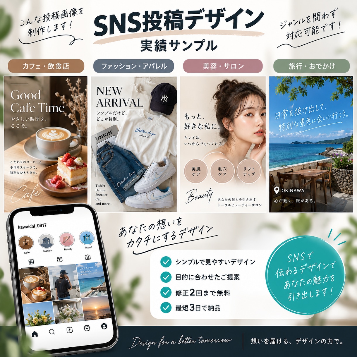 CanvaでSNS投稿画像を作成します 見やすく伝わる投稿を丁寧に制作します イメージ2