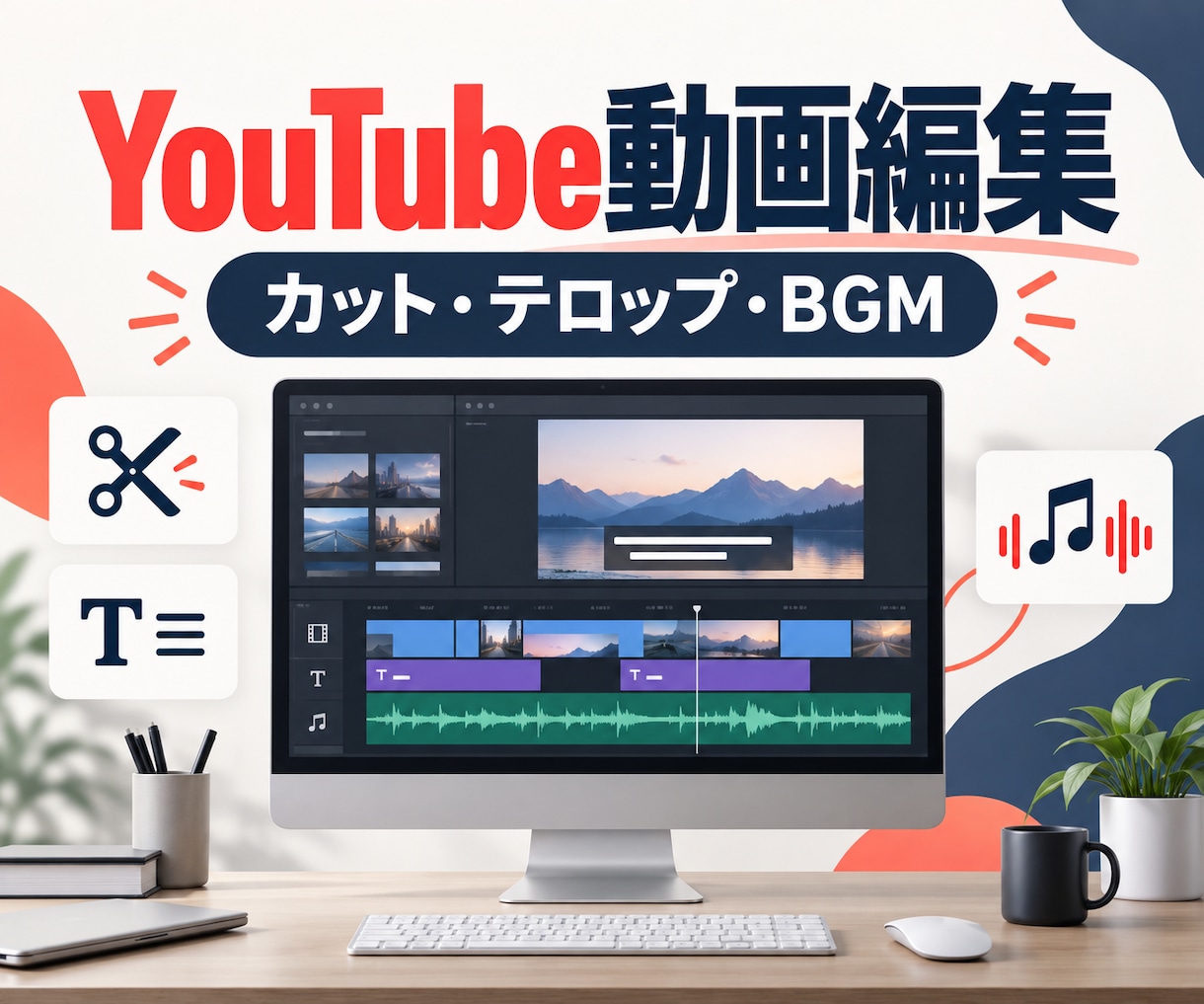 YouTube動画を見やすく丁寧に編集します カット・要点テロップ・BGMをまとめて対応 イメージ1