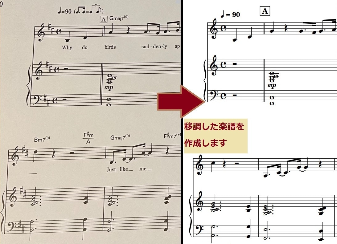 楽譜の移調(キー変更/キーチェンジ)をします 【500円/ページ・急ぎ対応