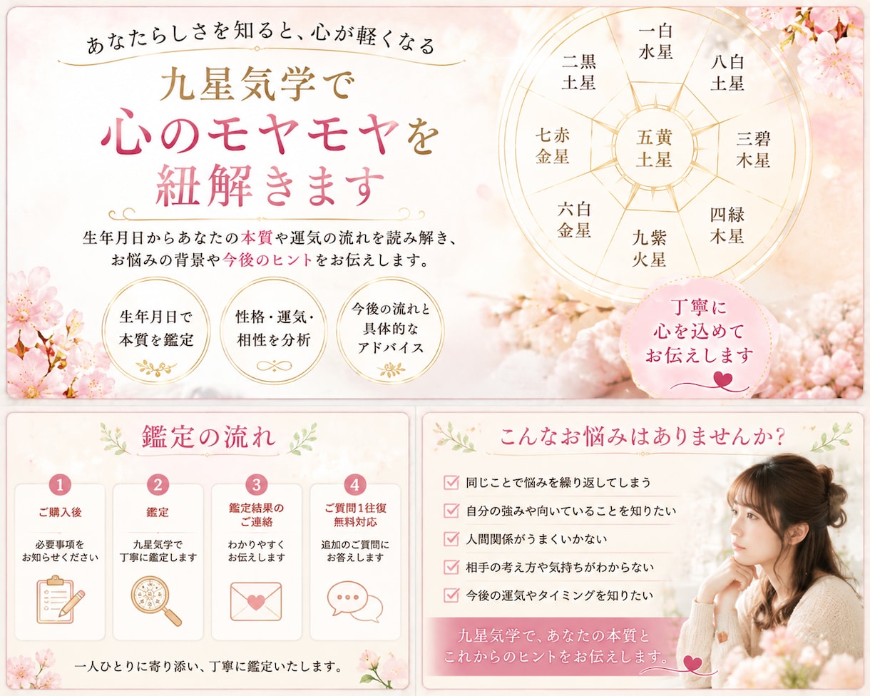 九星気学であなたの本質と悩みの原因を読み解きます 悩みの背景を整理し、前に進むヒントをお伝えします イメージ2