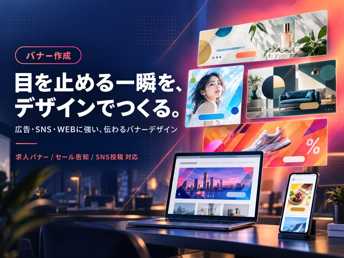 目を止めるSNS・Webバナーを制作します AIを活用し、商品の魅力が伝わるバナーを丁寧に制作します イメージ1