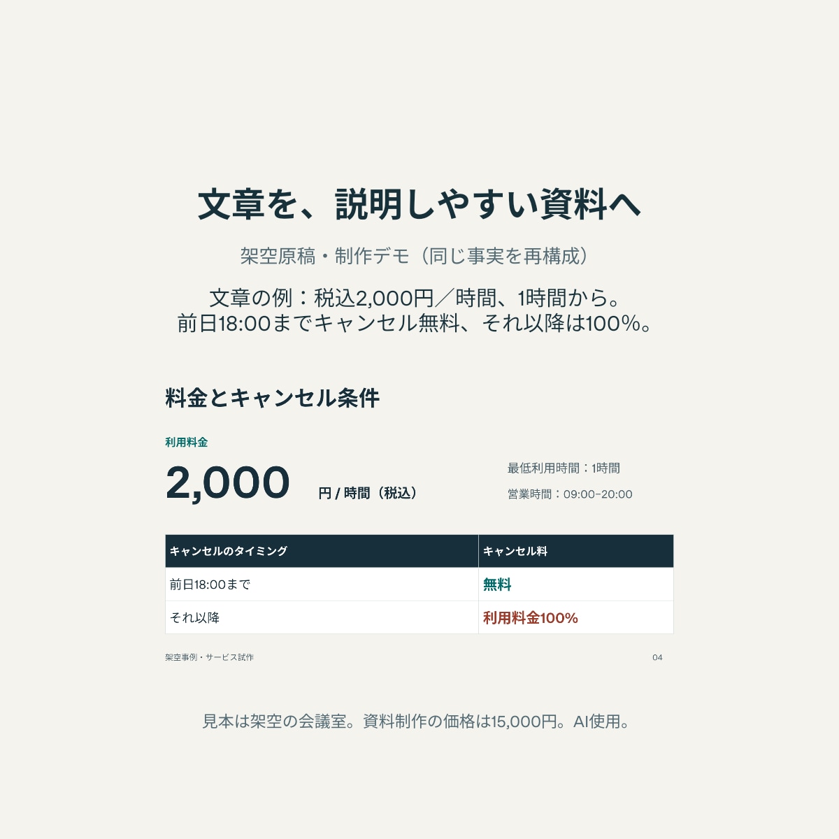 公開済みの文章を編集できる5枚の説明資料に整えます 文章を整理し、編集できるPPTXとPDFで納品 イメージ2
