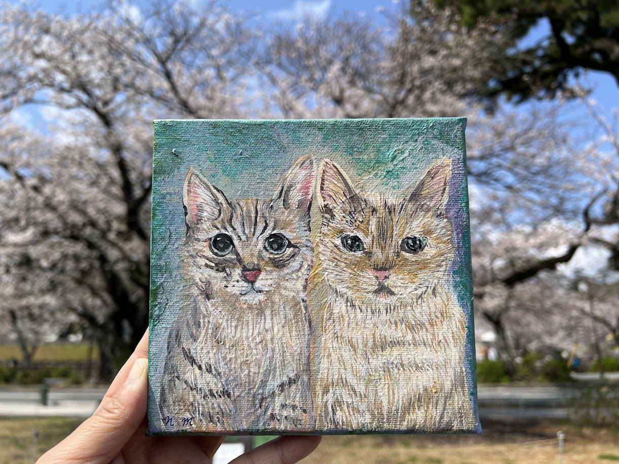 わんちゃん、ねこちゃんなどの似顔絵を描きます 手描きのアクリル画で15cmのキャンバスに絵を描きます イメージ4