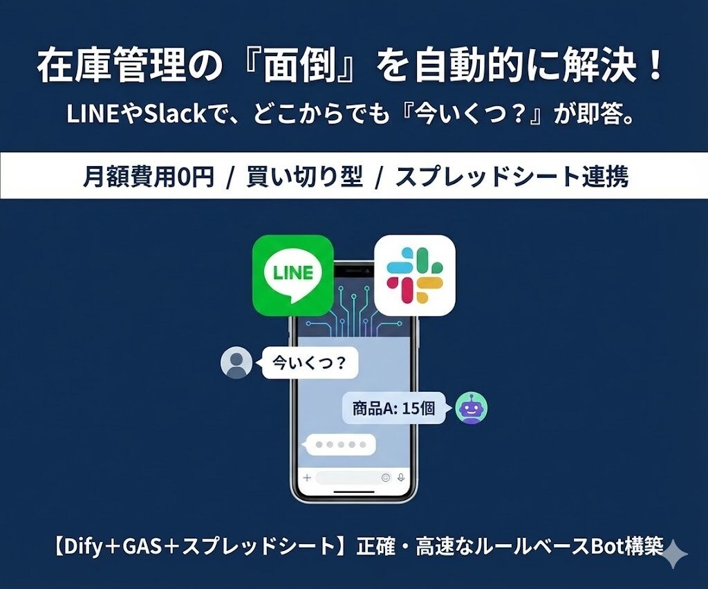 AI革命 固定費0LINE在庫管理Bot作成します 専門知識不要。LINE×Slackでいつでも在庫確認が可能！ イメージ3